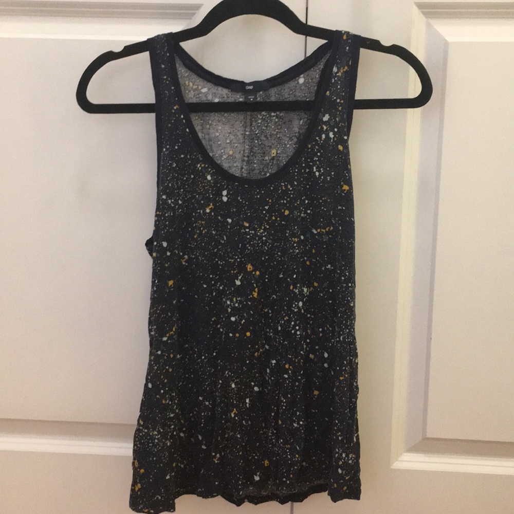 Blue splatter print tank